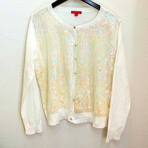 NY&Co Collection White Sequin Button-down Cardigan